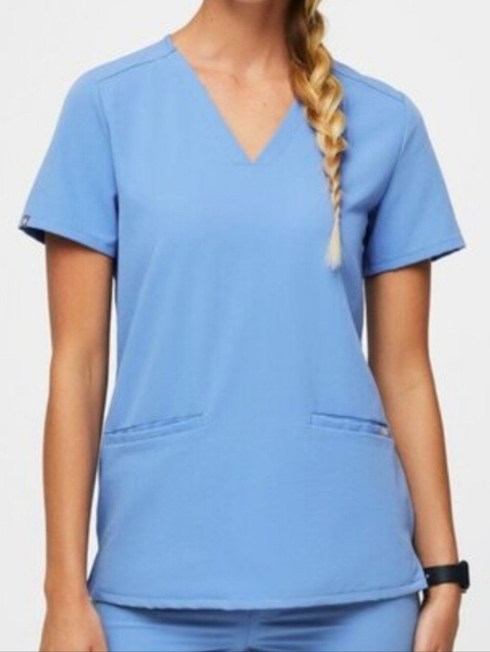 FIGS Casma Three-Pocket Scrub Top Blue S